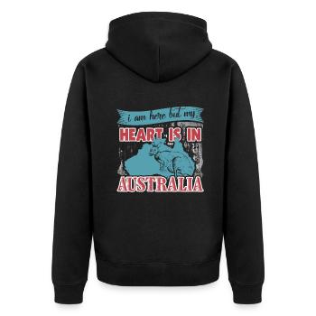 I Am Here But My Heart Is In Australia - Unisex Premium Organic Zip Hoodie - black - Back - Nico (187cm)