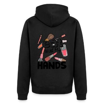 I Eat With My Hands Makeup Artist - Unisex Premium Organic Zip Hoodie - black - Back - Nico (187cm)