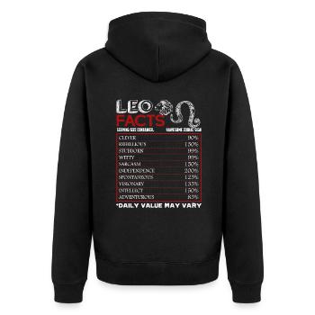 Leo Facts Shirts Funny Sign Of Zodiac - Unisex Premium Organic Zip Hoodie - black - Back - Nico (187cm)