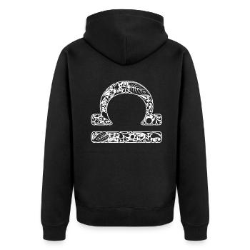 Libra Zodiac Shirts Sign Of Zodiac - Unisex Premium Organic Zip Hoodie - black - Back - Nico (187cm)