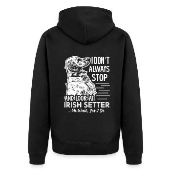 Look At Irish Setter - Unisex Premium Organic Zip Hoodie - black - Back - Nico (187cm)