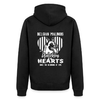Love Belgian Malinois - Unisex Premium Organic Zip Hoodie - black - Back - Nico (187cm)