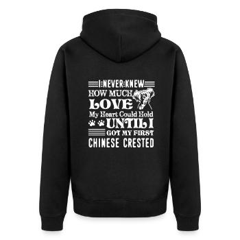 Love Chinese Crested - Unisex Premium Organic Zip Hoodie - black - Back - Nico (187cm)
