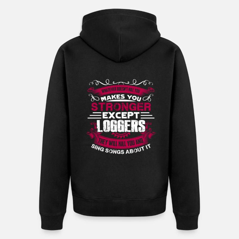Logger Strong Logger - Unisex Premium Organic Zip Hoodie - black