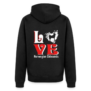 Love Norwegian Elkhound - Unisex Premium Organic Zip Hoodie - black - Back - Nico (187cm)