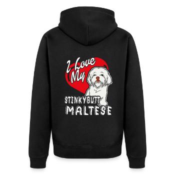 I Love My Stinky Butt Maltese - Unisex Premium Organic Zip Hoodie - black - Back - Nico (187cm)