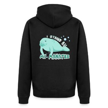 Manatee Stand By My Manatee - Unisex Premium Organic Zip Hoodie - black - Back - Nico (187cm)