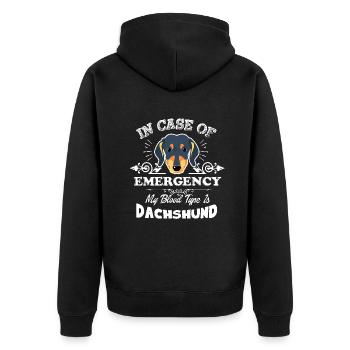 My Blood Type Is Dachshund - Unisex Premium Organic Zip Hoodie - black - Back - Nico (187cm)