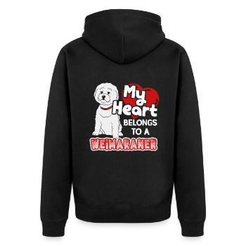 My Heart Belongs To Weimaraner - Unisex Premium Organic Zip Hoodie - black - Back - Nico (187cm)