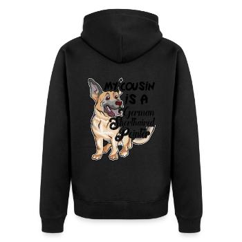 My Cousin Is A German Shorthaired Pointer - Unisex Premium Organic Zip Hoodie - black - Back - Nico (187cm)
