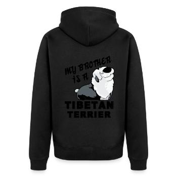 My Brother Is A Tibetan Terrier - Unisex Premium Organic Zip Hoodie - black - Back - Nico (187cm)