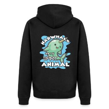 Narwhal Narwhals Are My Spirit Animal - Unisex Premium Organic Zip Hoodie - black - Back - Nico (187cm)
