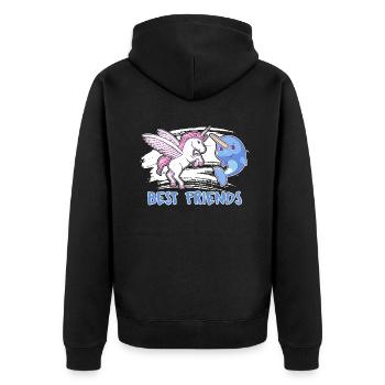 Narwhal Funny Narwhal Unicorn - Unisex Premium Organic Zip Hoodie - black - Back - Nico (187cm)