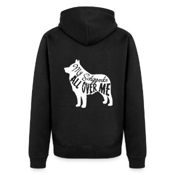 My Schipperke All Over Me - Unisex Premium Organic Zip Hoodie - black - Back - Nico (187cm)