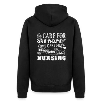 Nurse Care For Hundreds That's Nursing - Unisex Premium Organic Zip Hoodie - black - Back - Nico (187cm)