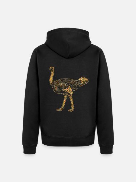 Ostrich Geometric - Unisex Premium Organic Zip Hoodie - black