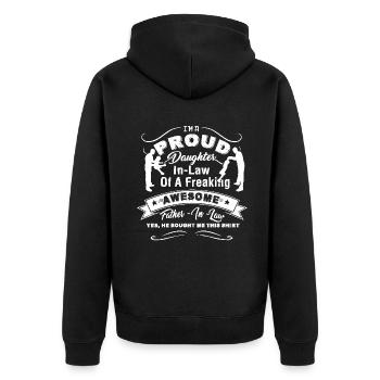 Proud Daughter In law Of Awesome Father In Law Tee - Unisex Premium Organic Zip Hoodie - black - Back - Nico (187cm)