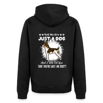 Rat Terrier Tell Me It's Just A Dog - Unisex Premium Organic Zip Hoodie - black - Back - Nico (187cm)