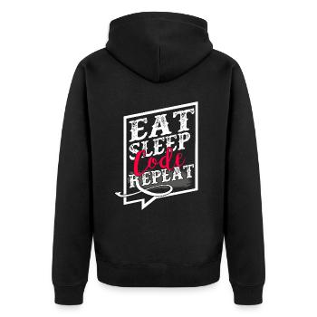 Programmer Eat Sleep Code Repeat - Unisex Premium Organic Zip Hoodie - black - Back - Nico (187cm)