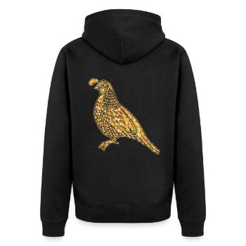 Quail Geometric - Unisex Premium Organic Zip Hoodie - black - Back - Nico (187cm)