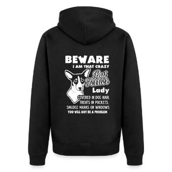 I Am That Crazy Rat Terrier Lady - Unisex Premium Organic Zip Hoodie - black - Back - Nico (187cm)