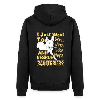 Rescue Rat Terriers - Unisex Premium Organic Zip Hoodie - black - Back - Nico (187cm)
