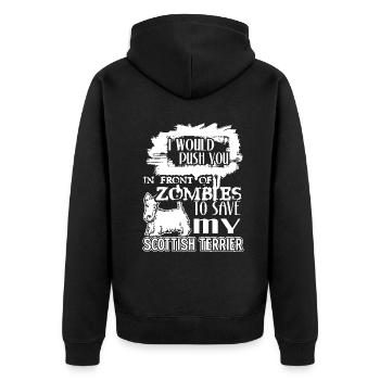 Save My Scottish Terrier - Unisex Premium Organic Zip Hoodie - black - Back - Nico (187cm)
