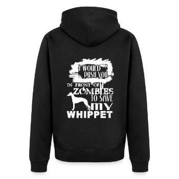 Save My Whippet Dog - Unisex Premium Organic Zip Hoodie - black - Back - Nico (187cm)