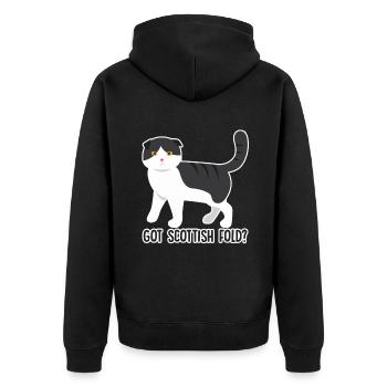 Got Scottish Fold Cat - Unisex Premium Organic Zip Hoodie - black - Back - Nico (187cm)