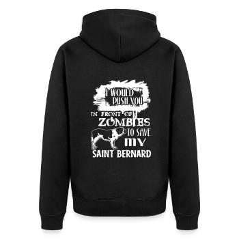 Save My Saint Bernard - Unisex Premium Organic Zip Hoodie - black - Back - Nico (187cm)