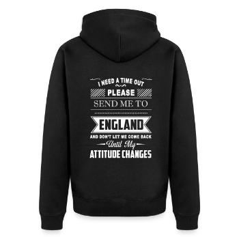 Send me to England - Unisex Premium Organic Zip Hoodie - black - Back - Nico (187cm)