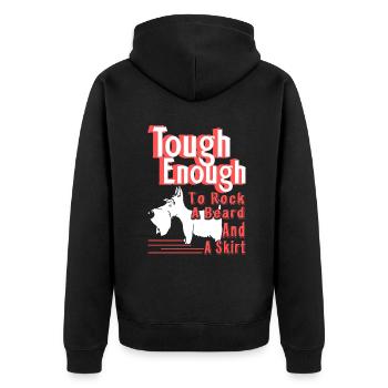 Scottish Terrier Tough Enough - Unisex Premium Organic Zip Hoodie - black - Back - Nico (187cm)