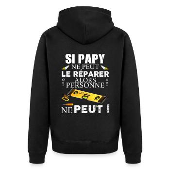 Mon papy c'est un bricoleur parfait - Veste à capuche bio Premium Unisexe - noir - Dos - Nico (187cm)