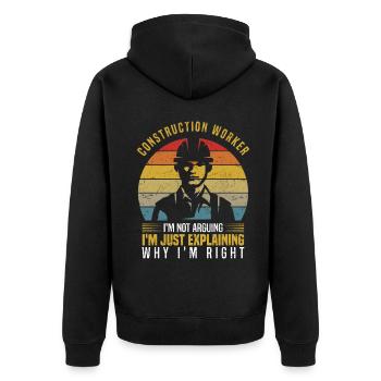 Dachdecker - Unisex Premium Bio Zip Hoodie - Schwarz - Hinten - Nico (187cm)