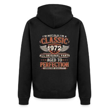 1972 Vintage Vintage Cadeau d’Anniversaire Rétro - Veste à capuche bio Premium Unisexe - noir - Dos - Nico (187cm)