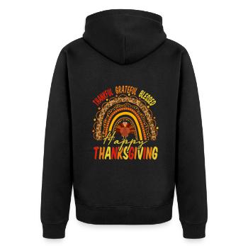 Dankbar dankbar dankbar gesegnete Thanksgiving-Geschenke - Unisex Premium Bio Zip Hoodie - Schwarz - Hinten - Nico (187cm)