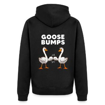 Funny Goose Design For Men Women Geese Duck Animal - Unisex Premium Organic Zip Hoodie - black - Back - Nico (187cm)