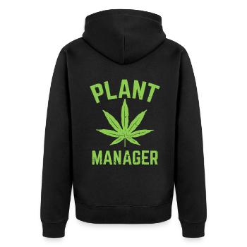 Werksleiter Weed Leaf Cannabis Marihuana Funny 4 - Unisex Premium Bio Zip Hoodie - Schwarz - Hinten - Nico (187cm)