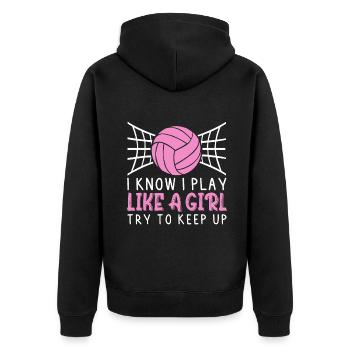 Lustiges Volleyball-Design für Frauen Mädchen Volleyball - Unisex Premium Bio Zip Hoodie - Schwarz - Hinten - Nico (187cm)