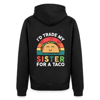 C’est drôle que j’échangerais ma sœur contre une chemise à tacos Big Littl - Veste à capuche bio Premium Unisexe - noir - Dos - Nico (187cm)