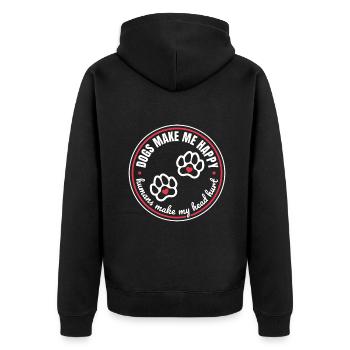 Hunde machen mich glücklich Menschen machen meinen Kopf verletzt Geschenk - Unisex Premium Bio Zip Hoodie - Schwarz - Hinten - Nico (187cm)