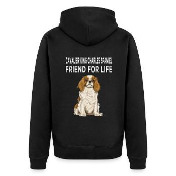 Cavalier King Charles Spaniel Freund für Life Hund - Unisex Premium Bio Zip Hoodie - Schwarz - Hinten - Nico (187cm)
