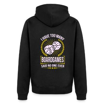 Ich habe zu viele Brettspiele - Brettspiele Geschenk - Unisex Premium Bio Zip Hoodie - Schwarz - Hinten - Nico (187cm)