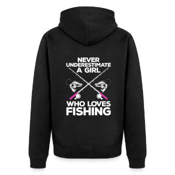 Cool Fishing For Women Girls Fisherman Fish Lure S - Unisex Premium Organic Zip Hoodie - black - Back - Nico (187cm)