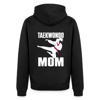 Cool Taekwondo Mama für Frauen Mädchen Karate Judo Mar - Unisex Premium Bio Zip Hoodie - Schwarz - Hinten - Nico (187cm)