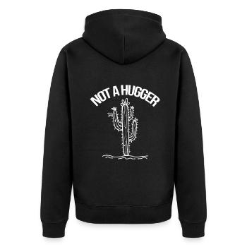 Not A Hugger Shirt Funny Vintage Cactus Sarcastics - Unisex Premium Organic Zip Hoodie - black - Back - Nico (187cm)
