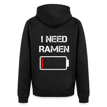 J’ai besoin de ramen | Japon | Anime | Drôle d’amour de nouilles r - Veste à capuche bio Premium Unisexe - noir - Dos - Nico (187cm)