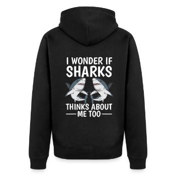 Je me demande si les requins pensent aussi à moi Citer les requins - Veste à capuche bio Premium Unisexe - noir - Dos - Nico (187cm)
