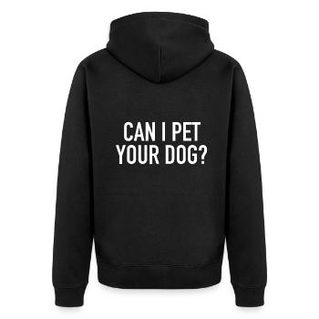 Kann ich Ihren Hund streicheln? - Beliebtes lustiges Zitat - Unisex Premium Bio Zip Hoodie - Schwarz - Hinten - Nico (187cm)