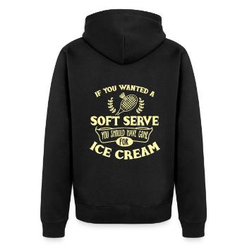 Badminton Shirt Witz Soft Serve Zitat Badminton Pl - Unisex Premium Bio Zip Hoodie - Schwarz - Hinten - Nico (187cm)